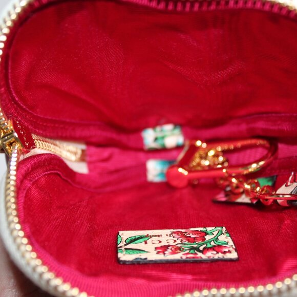 NWT Gucci Key Case Ophidia Shang Soft Brit Roses Zip Heart Pouch Floral  732232 - Picture 9 of 11